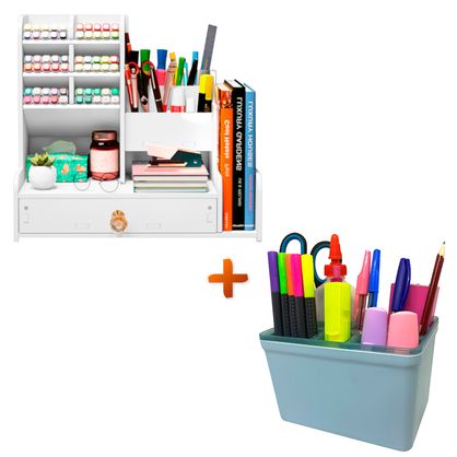 Organizador De Escritorio Metálico Con Bandeja - Incluye Clips, Estilo 'Mail', Blanco, Ideal Para Documentos Y Sobres