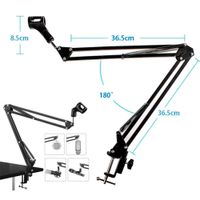 Soporte Brazo Para Micrófono Giratorio 360° con Base Ajustable a Mesa