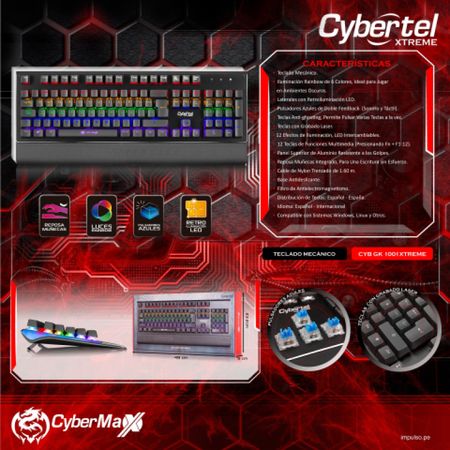Teclado Gamer Mecánico Xtreme Cyb Gk 1001 Cybertel