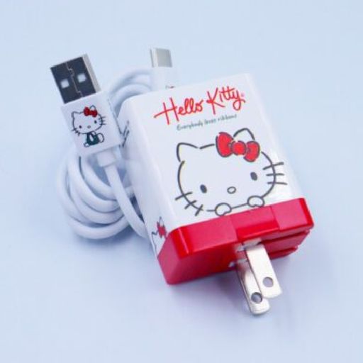 Cargador de pared 4.2 A 3 puertos Hello Kitty Blanco Cable Tipo-C