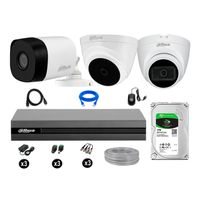 Cámaras Seguridad Kit 3 Dahua Full Hd 1tb 1 Cámara con Audio Completo