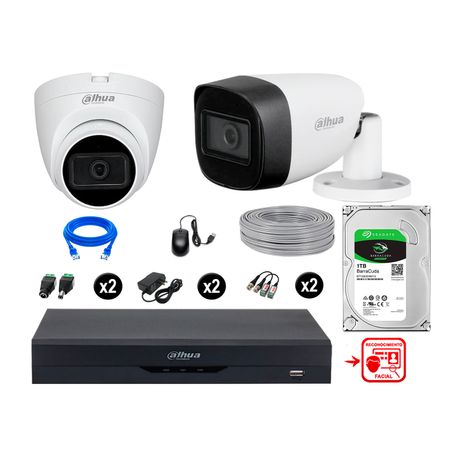 Cámaras Seguridad Kit 2 Fhd 2 Camara Audio  1tb Reconocimiento Facial