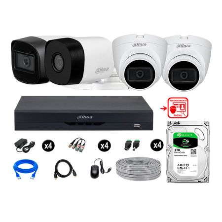 Cámaras Seguridad Kit 4 Fhd 3 Camara Audio  1tb Reconocimiento Facial