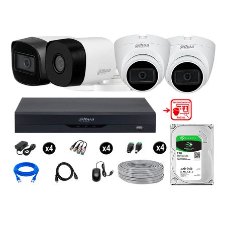 Cámaras Seguridad Kit 4 Fhd 3 Camara Audio  2tb Reconocimiento Facial