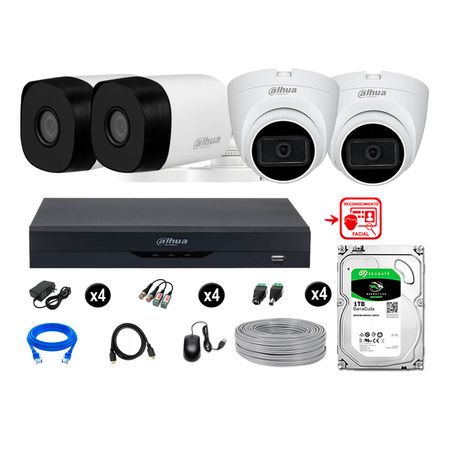 Cámaras Seguridad Kit 4 Fhd 2 Camara Audio  1tb Reconocimiento Facial