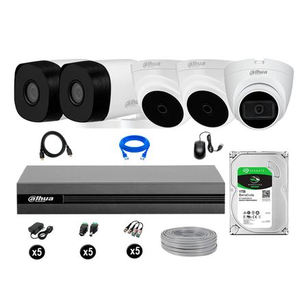 Cámaras Seguridad Kit 5 Dahua Full Hd 1tb 1 Cámara con Audio Completo