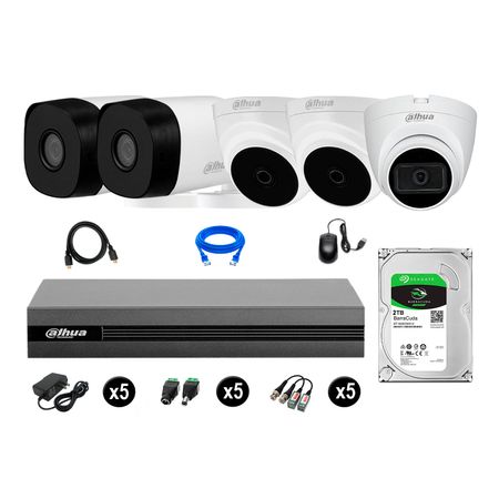 Cámaras Seguridad Kit 5 Dahua Hd 720p 2tb 1 Cámara con Audio