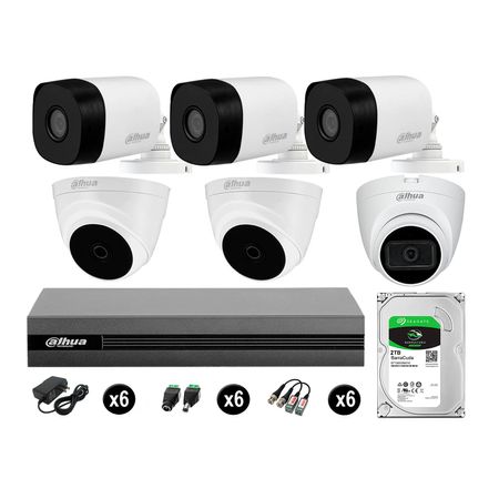 Cámaras Seguridad Kit 6 Dahua Full Hd 2tb 1 Cámara con Audio Completo