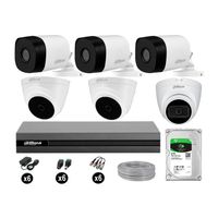 Cámaras Seguridad Kit 6 Dahua Hd 720p 2tb 1 Cámara con Audio Completo