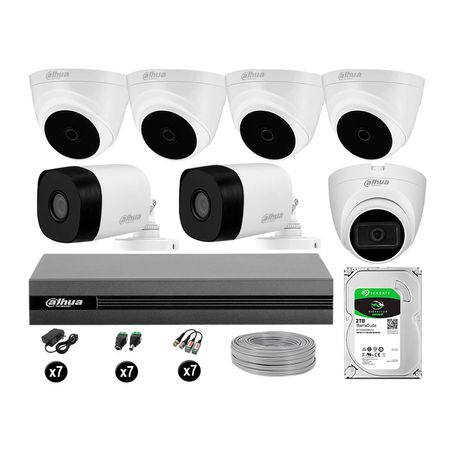 Cámaras Seguridad Kit 7 Dahua Full Hd 2tb 1 Cámara con Audio Completo