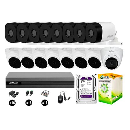 Cámaras Seguridad Kit 16 Dahua Full Hd 1tb 1 Cámara con Audio Completo