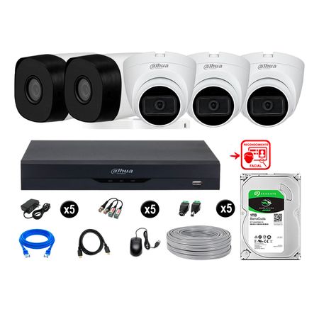 Cámaras Seguridad Kit 5 Fhd 3 Camara Audio  1tb Reconocimiento Facial