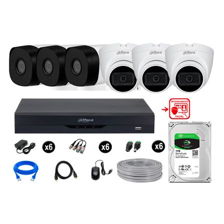 Cámaras Seguridad Kit 6 Fhd 3 Camara Audio  1tb Reconocimiento Facial