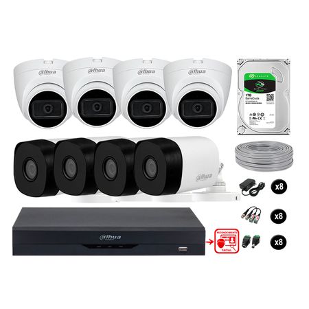 Cámaras Seguridad Kit 8 Fhd 4 Camara Audio  1tb Reconocimiento Facial