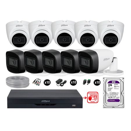 Cámaras Seguridad Kit 10 Con Audio Fhd Disco 1tb Reconocimiento Facial