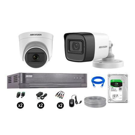 Kit 2 Cámaras de Seguridad Hikvision Full Hd Vigilancia 2 Cámara Audio Incorporado Disco 1Tb