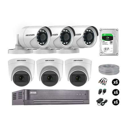 Kit 6 Cámaras de Seguridad Hikvision Full Hd Vigilancia 03 Cámara Audio Incorporado Disco 1Tb