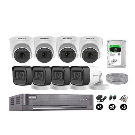 Kit 8 Cámaras de Seguridad Hikvision Audio Incorporado Full Hd 1080P Vigilancia Disco 1Tb