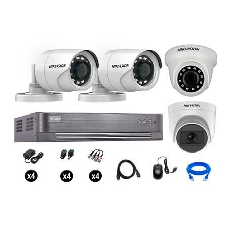Cámaras de Seguridad Hikvision Kit 4 Vigilancia Full Hd 1 Cámara con Audio