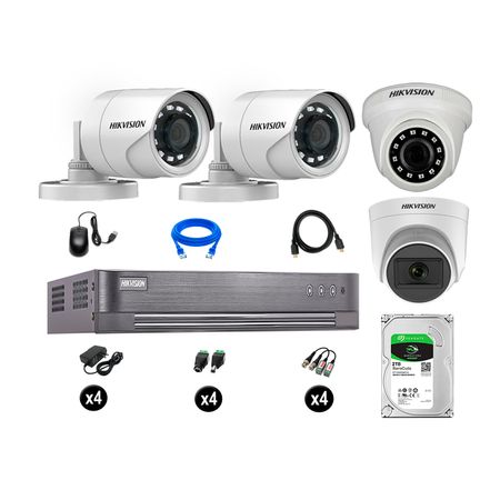 Cámaras de Seguridad Hikvision Kit 4 Vigilancia Full Hd 2Tb 1 Cámara con Audio
