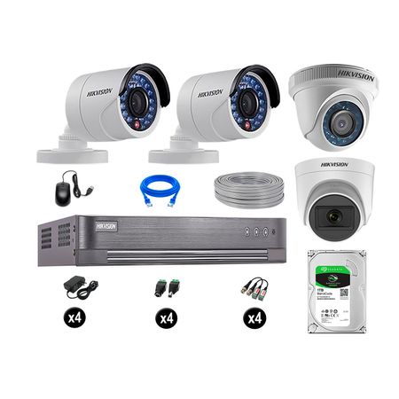 Cámaras de Seguridad Hikvision Kit 4 Vigilancia Hd 720P 1Tb 1 Cámara con Audio