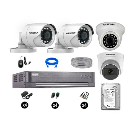 Cámaras de Seguridad Hikvision Kit 4 Vigilancia Full Hd  1 Cámara con Audio