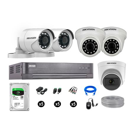 Cámaras de Seguridad Hikvision Kit 5 Vigilancia Full Hd 2Tb 1 Cámara con Audio