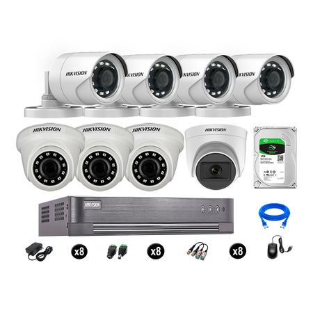 Cámaras de Seguridad Hikvision Kit 8 Vigilancia Full Hd 1Tb 1 Cámara con Audio