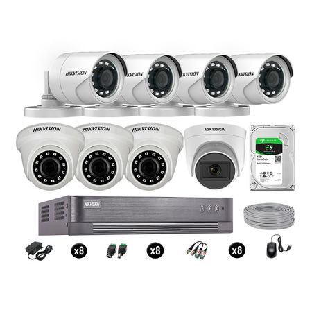 Cámaras de Seguridad Hikvision Kit 8 Vigilancia Full Hd 1Tb 1 Cámara con Audio Completo