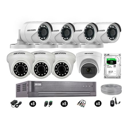 Cámaras de Seguridad Hikvision Kit 8 Vigilancia Full Hd 2Tb 1 Cámara con Audio Completo