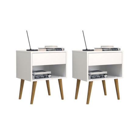 COMBO 2 Veladores Vintage Praga 1 Cajón Ventitas Home Blanco