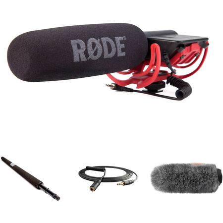 Kit de Micrófono de Cañón Rode Videomic para Montar en Cámara con Micro Boompole Parabrisas y Cable