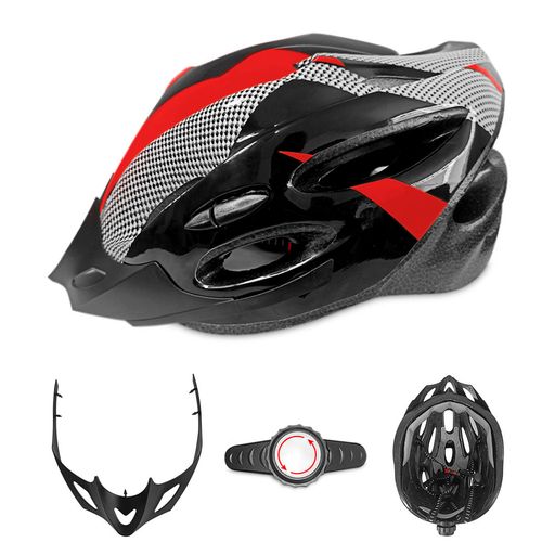 Casco para Bicicleta con Visor Correa Ajustable Rojo