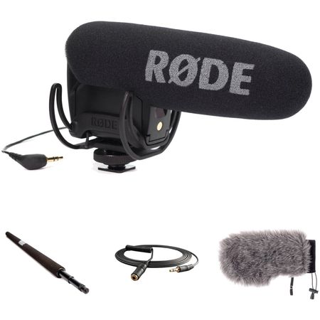 Kit de Micrófono de Cañón Rode Videomic Pro Montado en Cámara con Micro Boompole Parabrisas y Cable