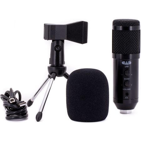 Micrófono de Estudio Usb Cad U49 con Jack de Audífonos y Control de Ganancia