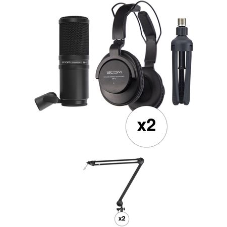 Kit de Micrófonos para Podcast Zoom Zdm 1 de 2 Personas con Auriculares Cables de Micrófono y Brazo