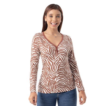 Polo Moda Animalprint-Z_S Jersey Full Lycra Mujer Pionier Animal Print Toffe M