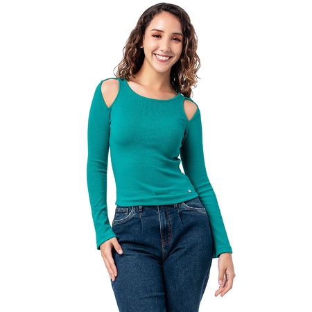 Polo Moda Tifhany Rib Lycrado Mujer Squeeze Esmeralda S