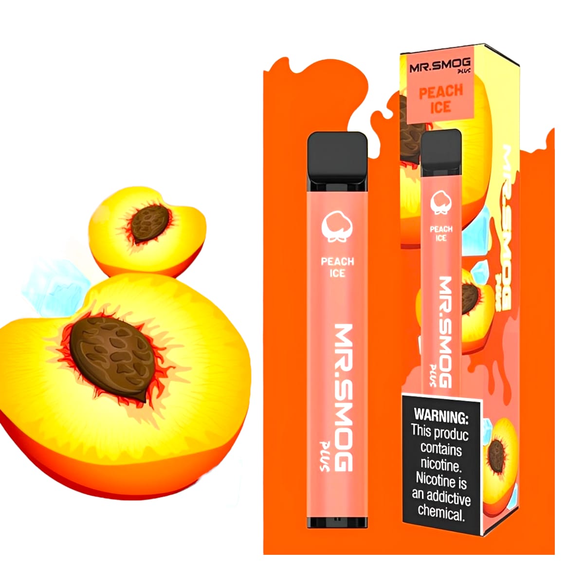 Vape Electrónico Plus 800 Puffs Sabor Durazno Helado Descartable