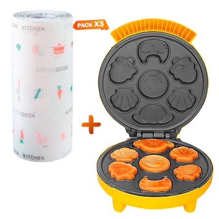 Waflera Eléctrica  Antiadherente Y Papel Toalla Reutilizable X3 Waflera Eléctrica Antiadherente Y Papel Toalla Reutilizable X3