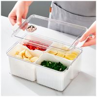 Caja Organizador Contenedor de Alimentos Frutas con Tapa 4 Divisiones F30 Blanco