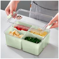 Caja Organizador Contenedor de Alimentos Frutas con Tapa 4 Divisiones F30 Verde