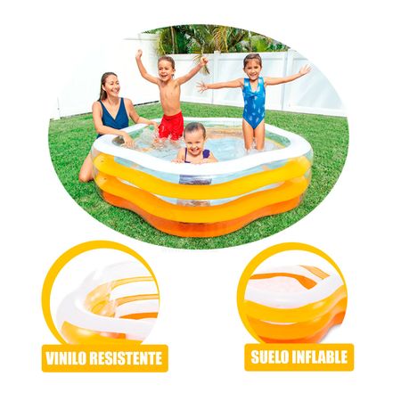Piscina Hexagonal Naranja con Suelo Inflable