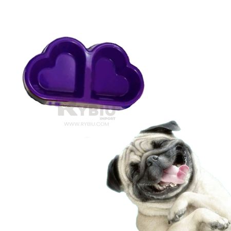 Plato Corazon Doble Morado para Mascotas