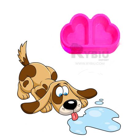 Plato Doble Modelo Corazon Pet de Color Rosado