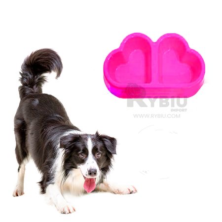 Plato Doble Pet Rosa en Forma de Corazon