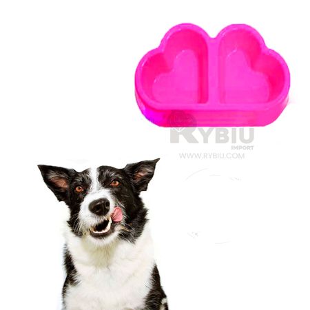 Plato Modelo Corazon Rosado para Mascotas