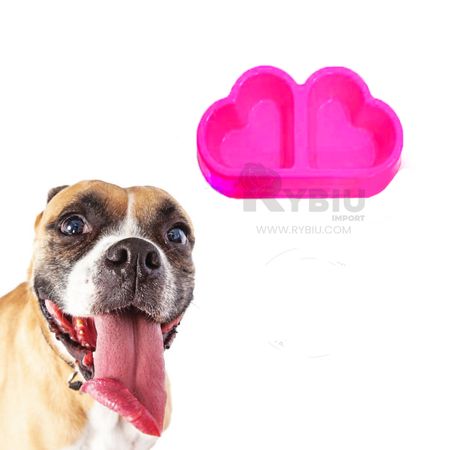 Plato Pet Rosado en Forma de Corazon