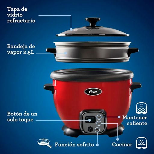 Olla Arrocera Oster Multiusos CKSTRC5730R 2.2 Litros Roja