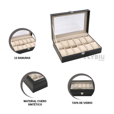 Caja de Almacenamiento de Porta Reloj de 12 Ranuras